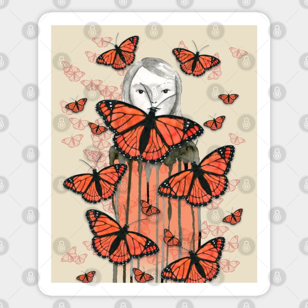 Surrounded by butterflies Sticker by Bwiselizzy